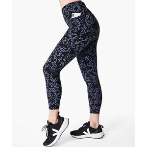 Sweaty Betty Womens Geo Print Zero Gravity 7/8 Hi-Rise Leggings Blue Black Small